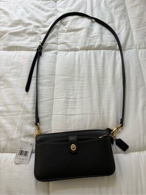 COACH Bella Leather Crossbody Bag Black Gold Hardware